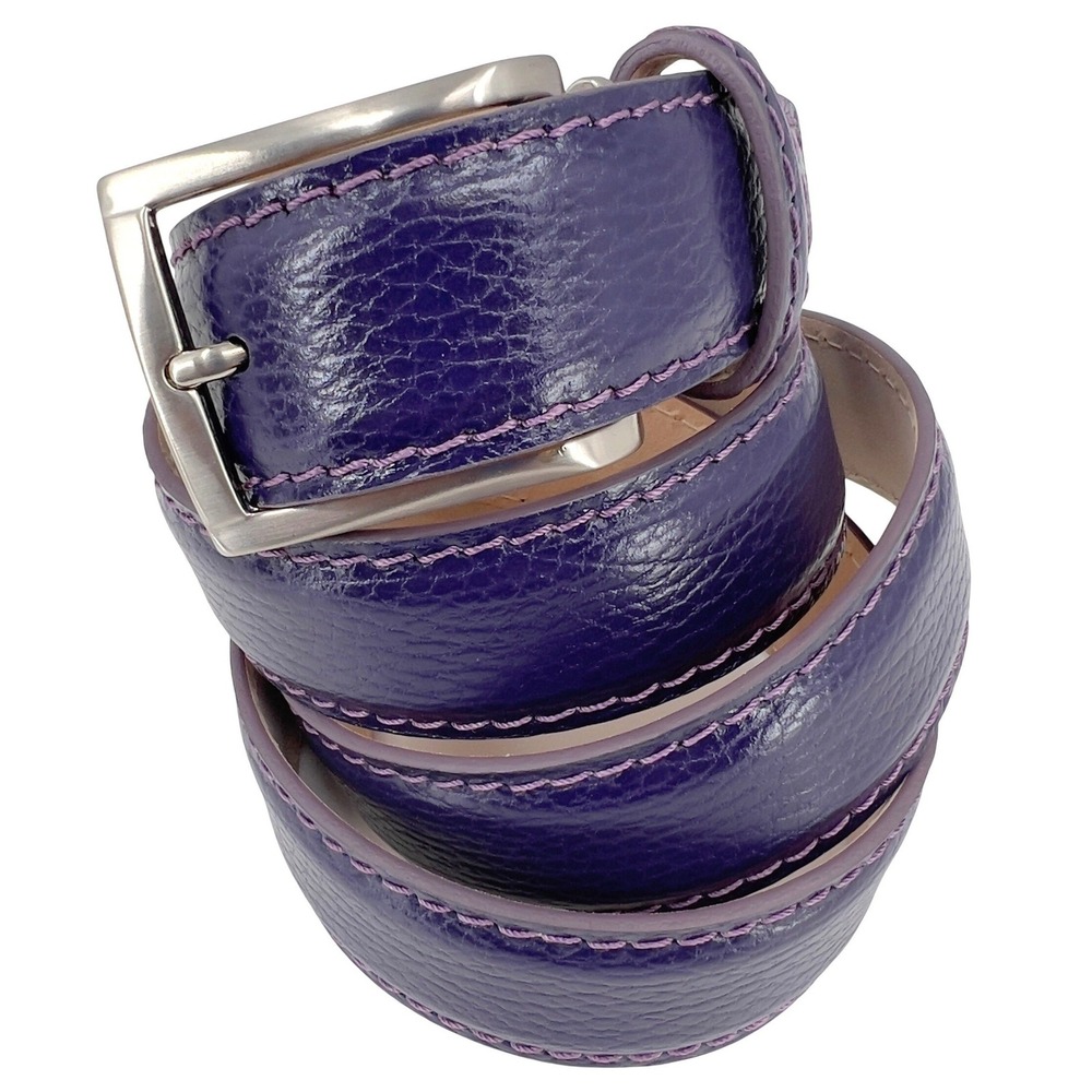 Roger Ximenez Belt Mens 44 Purple Italian Calf Leather Handcrafted Golfcore Luxe